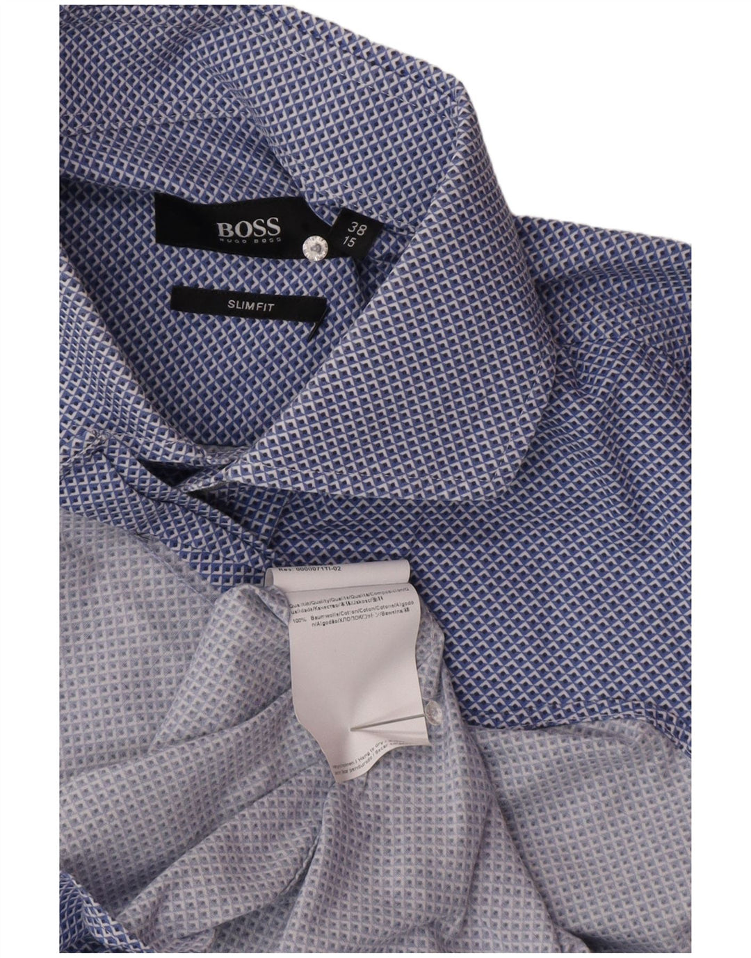 Hugo Boss Herre Slim Fit Skjorte Størrelse 38 15 Mellem blå plettet bomuld