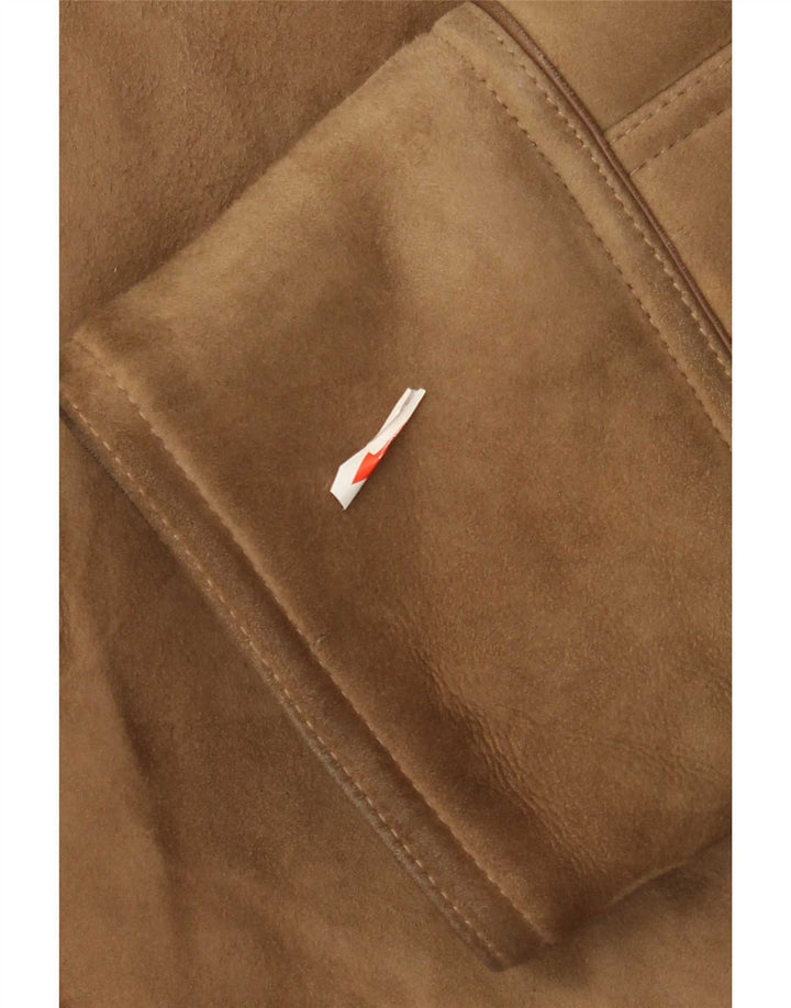 Vintage Shearling overfrakke til mænd IT 48 medium brunt læder