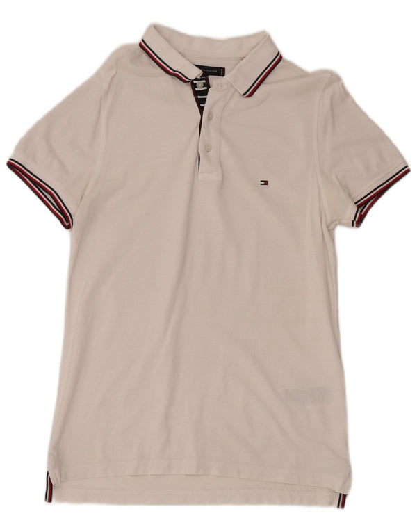 Tommy Hilfiger Mens Slim Fit Polo Shirt Small White Cotton