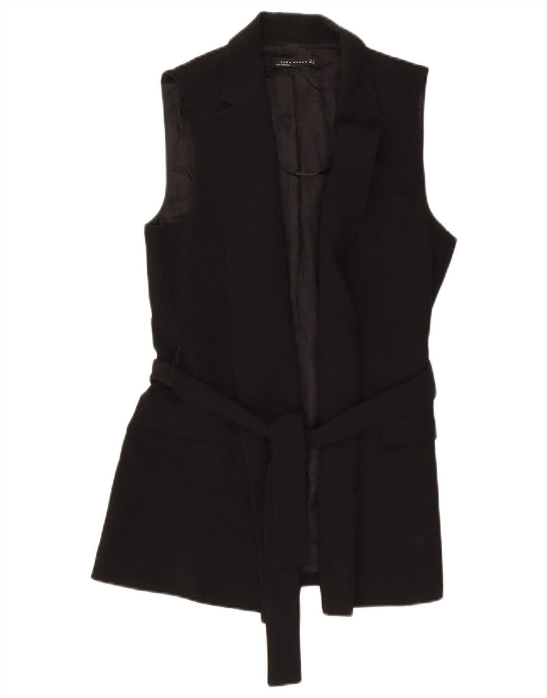 Zara Womens Longline vest UK 8 Small Black Polyester