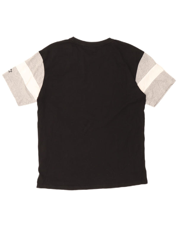 STARTER Grafisk T-shirt top til mænd Small Black Colourblock Bomuld