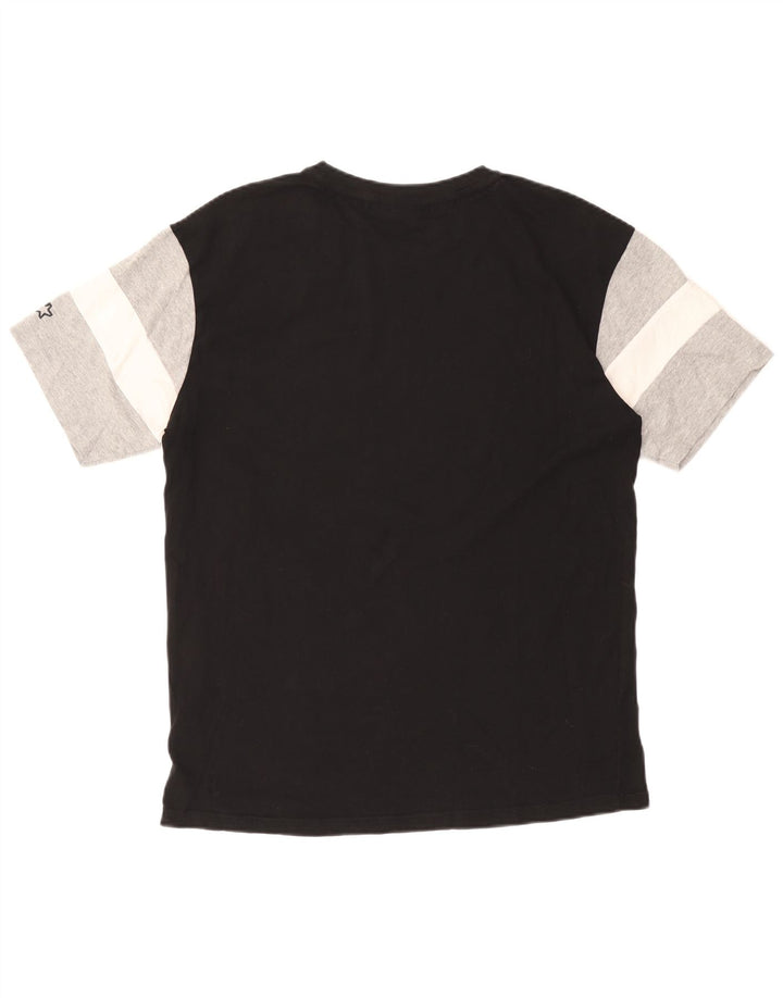 STARTER Grafisk T-shirt top til mænd Small Black Colourblock Bomuld