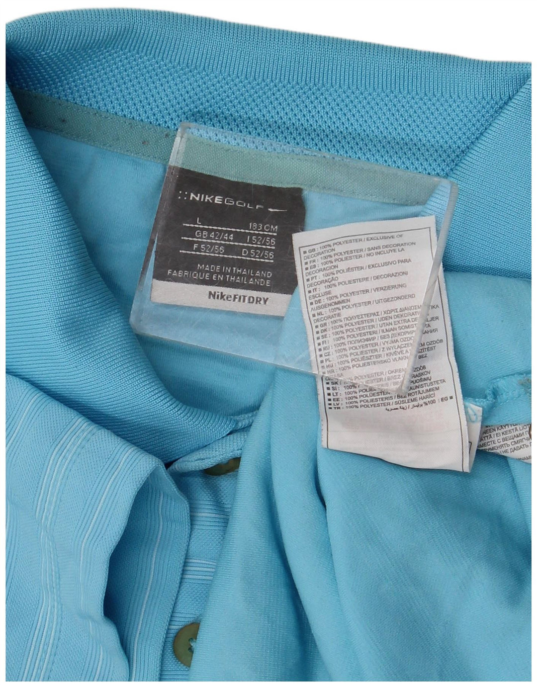 Nike Polo skjorte til mænd UK 42/44 Stor blå stribet polyester