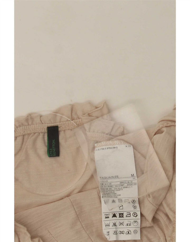 Benetton Dame Crop Stropløs Top UK 12 Medium Beige Bomuld