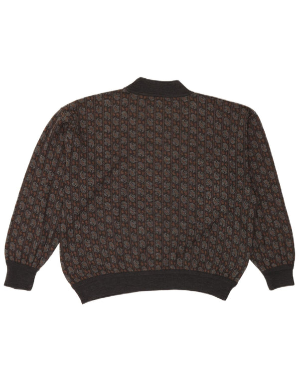 Vintage Dame Turtle Neck Jumper Sweater UK 16 Large Brown Paisley