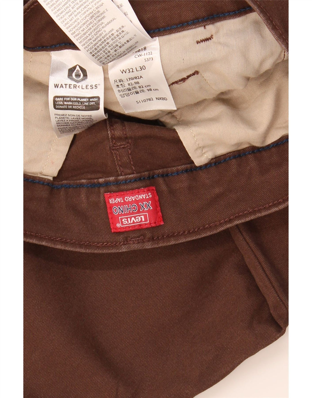 LEVI'S Womens Slim Chino Trousers W32 L30 Brown Cotton