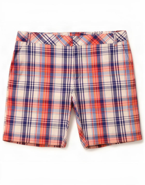 Izod Chino Shorts til kvinder US 6 Medium W34 rød ternet bomuld