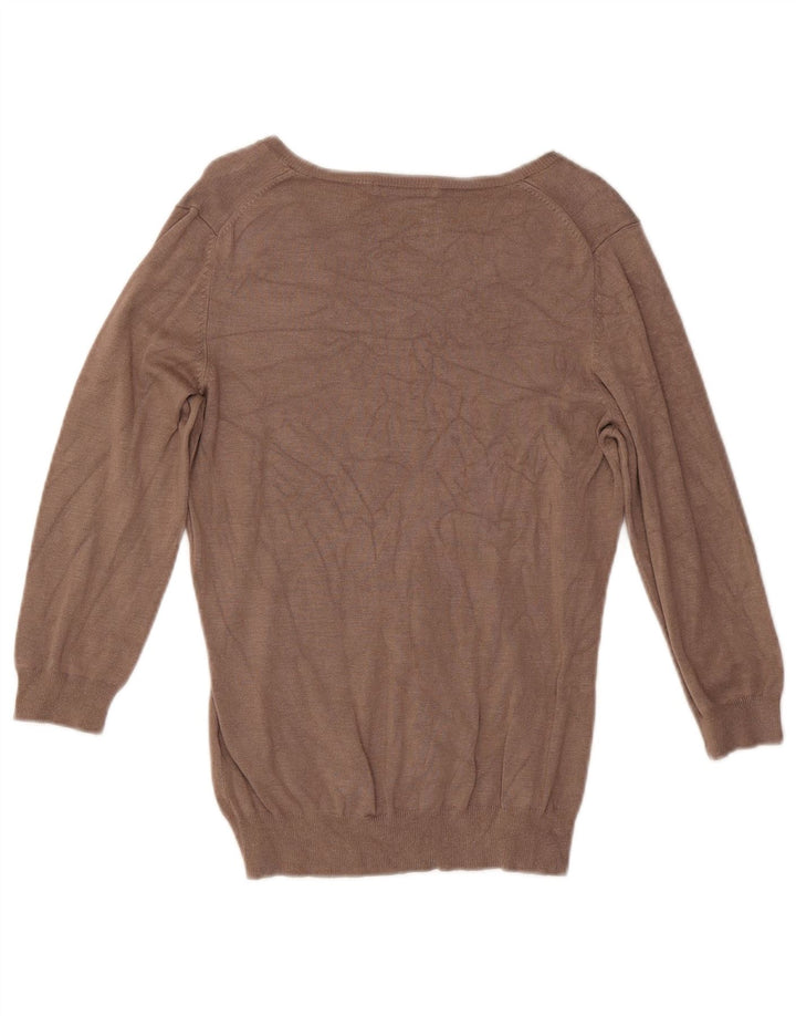 Marks & Spencer Dame V-hals sweater UK 12 Medium Brown Viscose