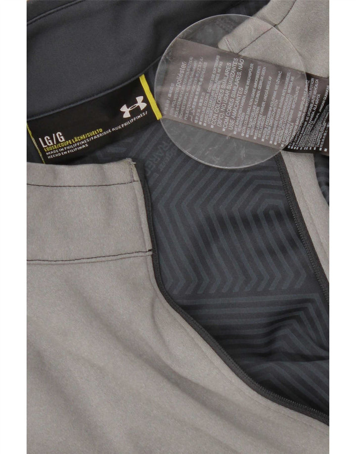 Under Armour Herre Grafisk Pullover Træningsdragt Top Stor Grå Colourblock
