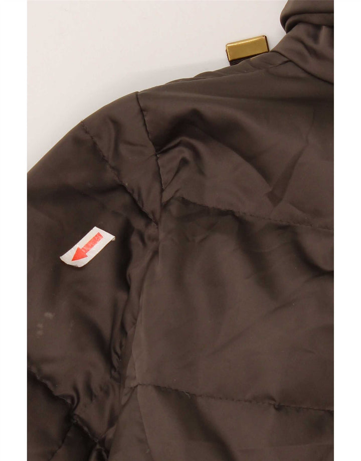 Zara Dame Hætte Polstret Frakke UK 12 Medium Brun Polyester