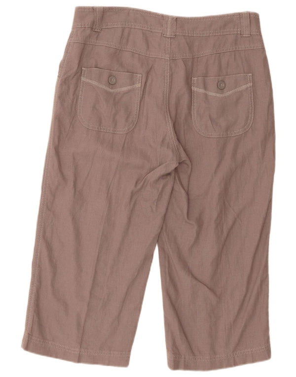 Marks & Spencer Dame Capri Bukser UK 12 Large W33 L19 Brown Linen
