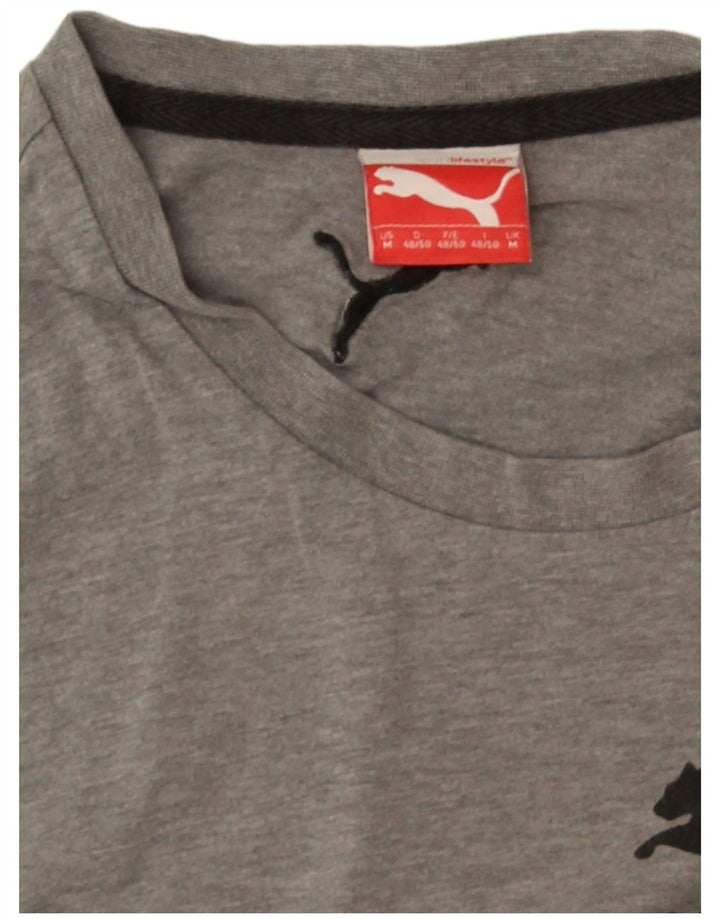 Puma Herre grafisk T-shirt Top Medium Grey Flecked