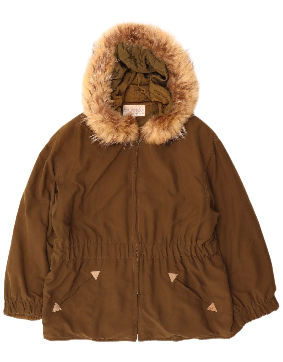 Byblos Dame Hætte Oversized Parka Jacket IT 44 Medium Khaki Polyester