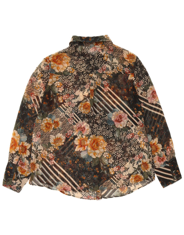 Zara skjortebluse til kvinder UK 14 Medium flerfarvet blomsterpolyester