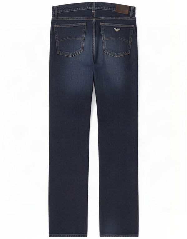 Armani Straight Jeans til mænd W33 L32 Blue Cotton