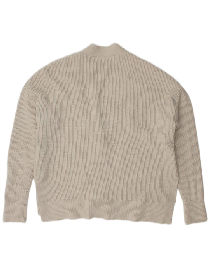 Zara Dame Oversized Cardigan Sweater UK 10 Small White Viscose