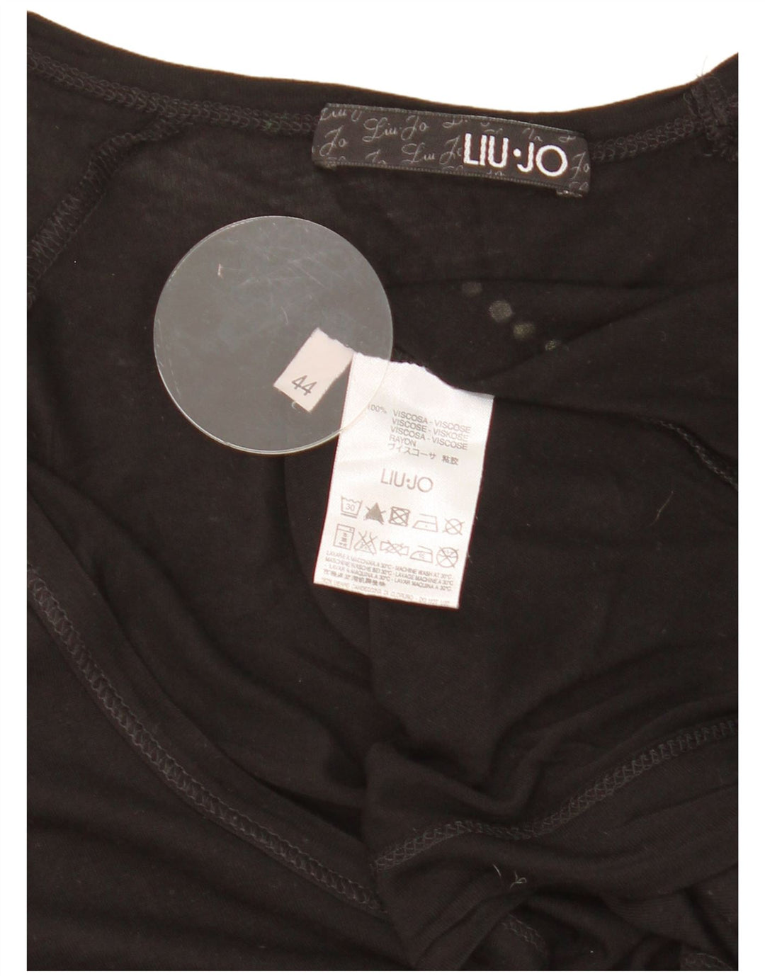 Liu Jo Dame Grafisk Top Langærmet IT 44 Medium Sort Viscose