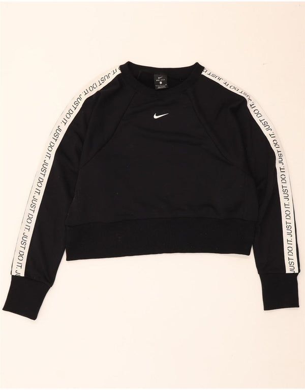 Nike Womens Crop Graphic Oversized Sweatshirt Jumper UK 10 Small Black