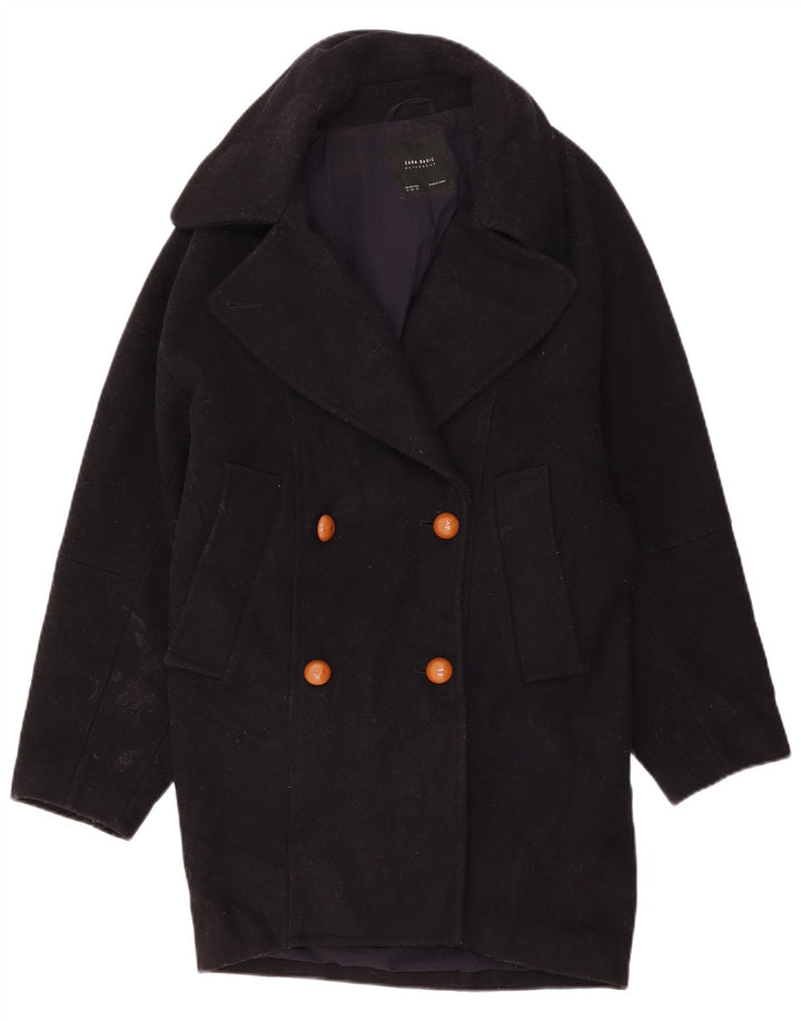 Zara Dame Oversized Dobbeltradet Frakke UK 6 XS Sort