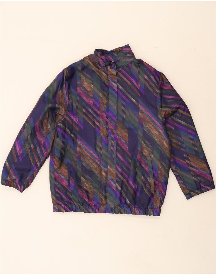 VINTAGE Womens Bomber Jacket EU 38 Medium Purple Striped Vintage Vintage and Second-Hand Vintage from Messina Hembry 