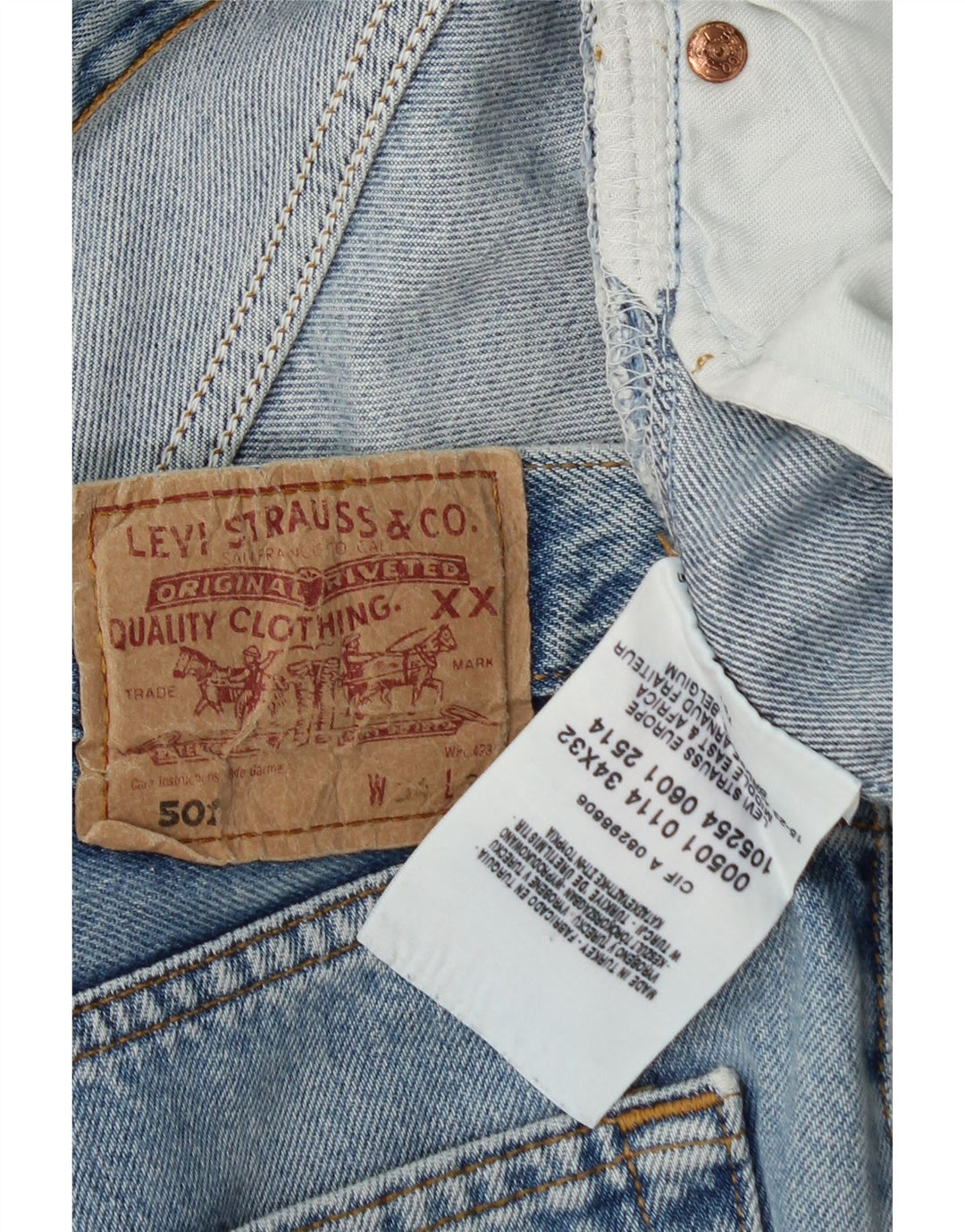 Levi's Herre 501 lige jeans W34 L32 blå bomuld