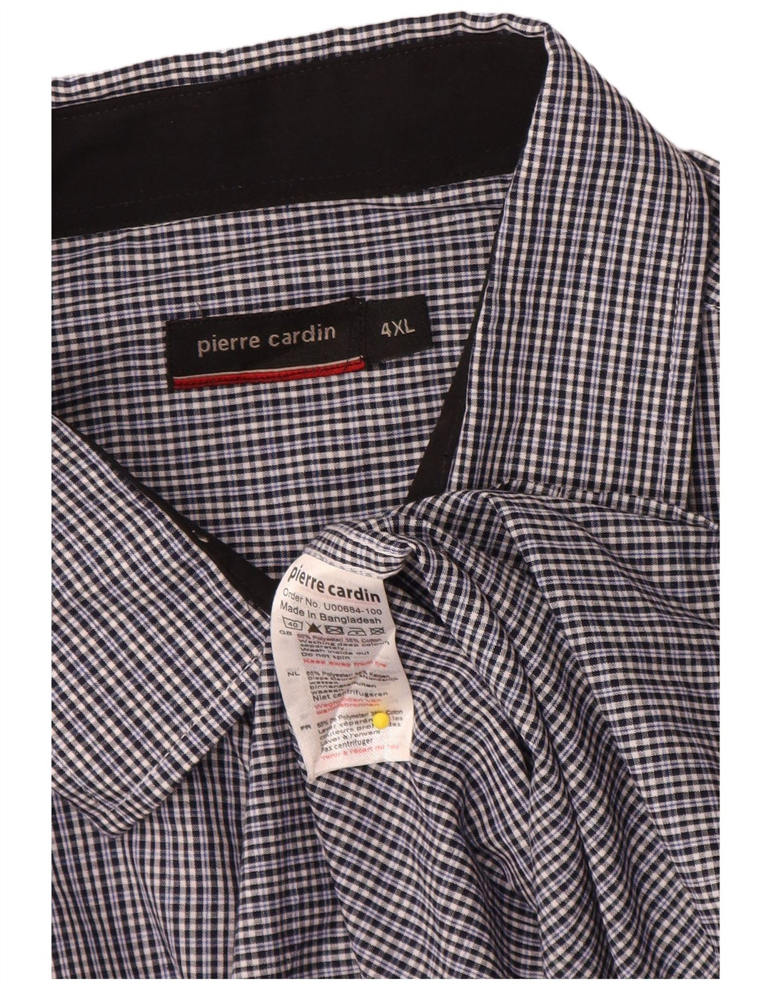 PIERRE CARDIN Herreskjorte 4XL Marineblå Gingham Polyester