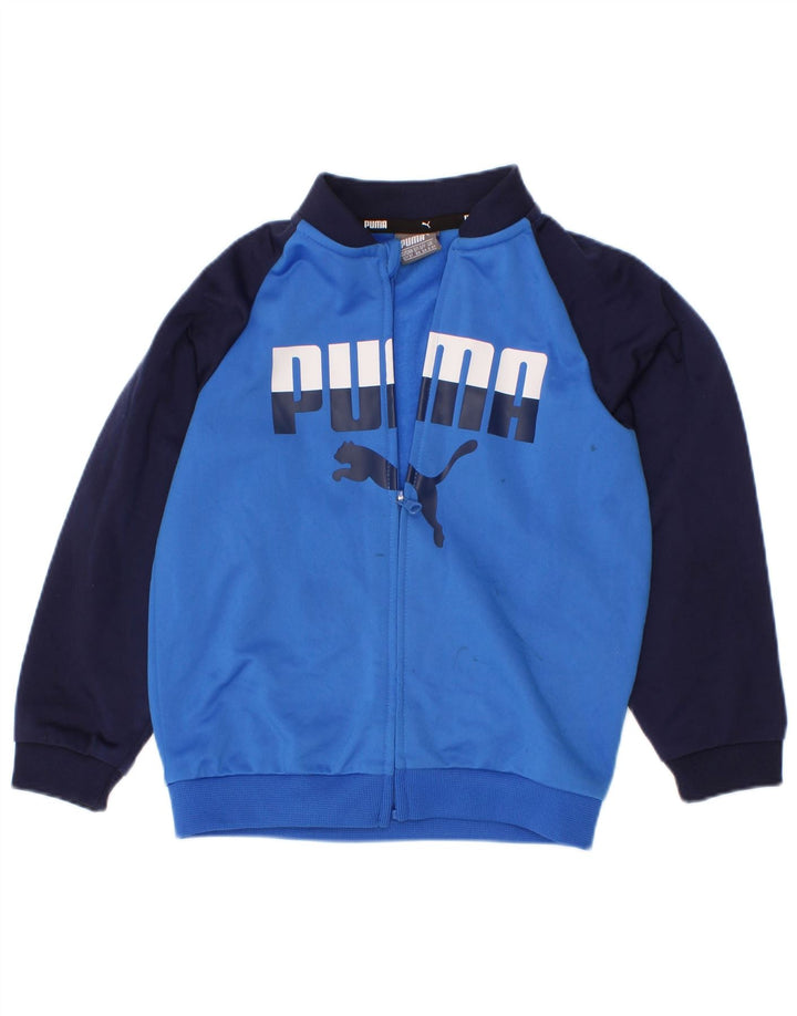 Puma Boys Grafisk træningsdragt Topjakke 2-3 år Blå Colourblock Polyester