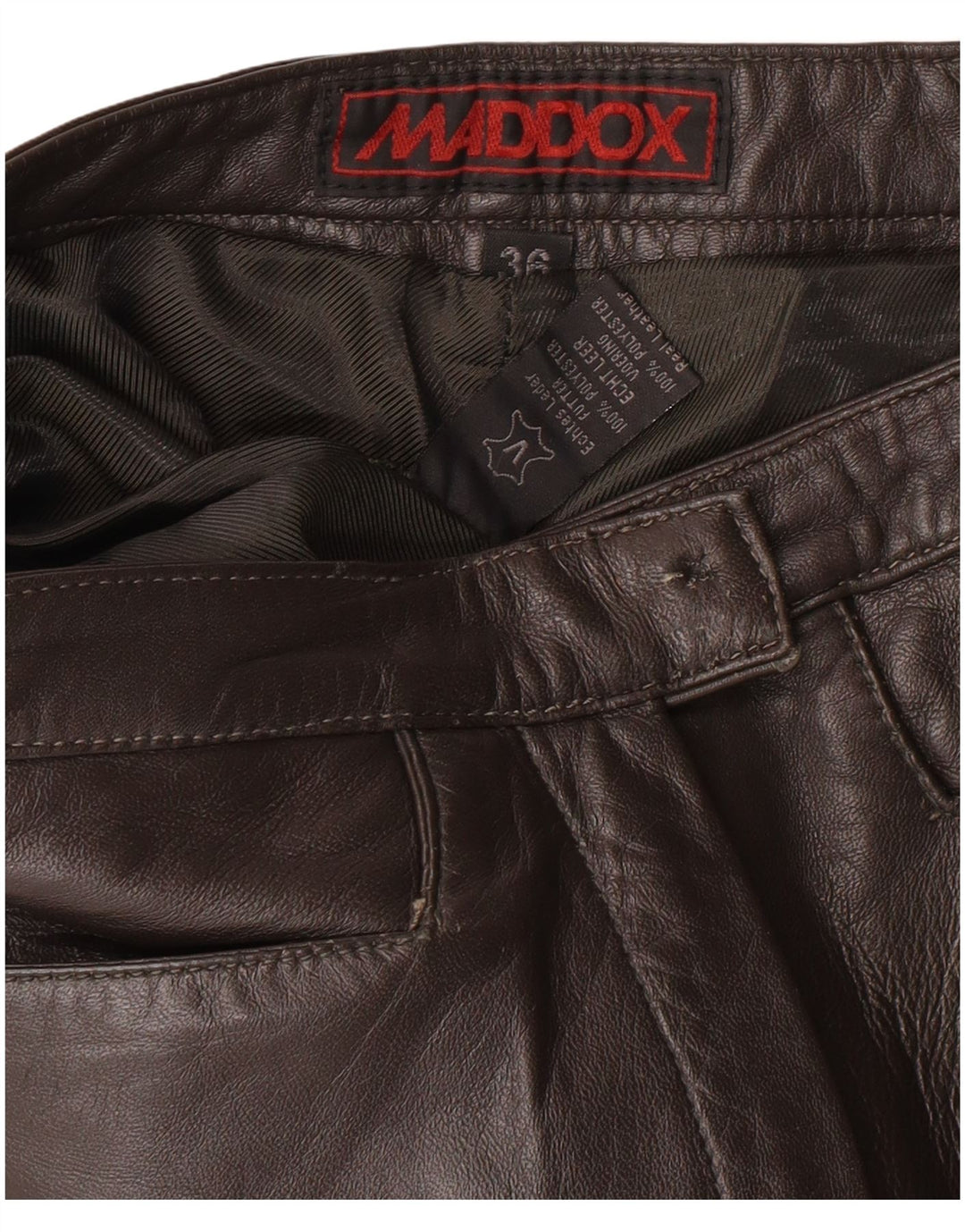 MADDOX Dame Læderbukser EU 36 Small W26 L32 Brun Læder