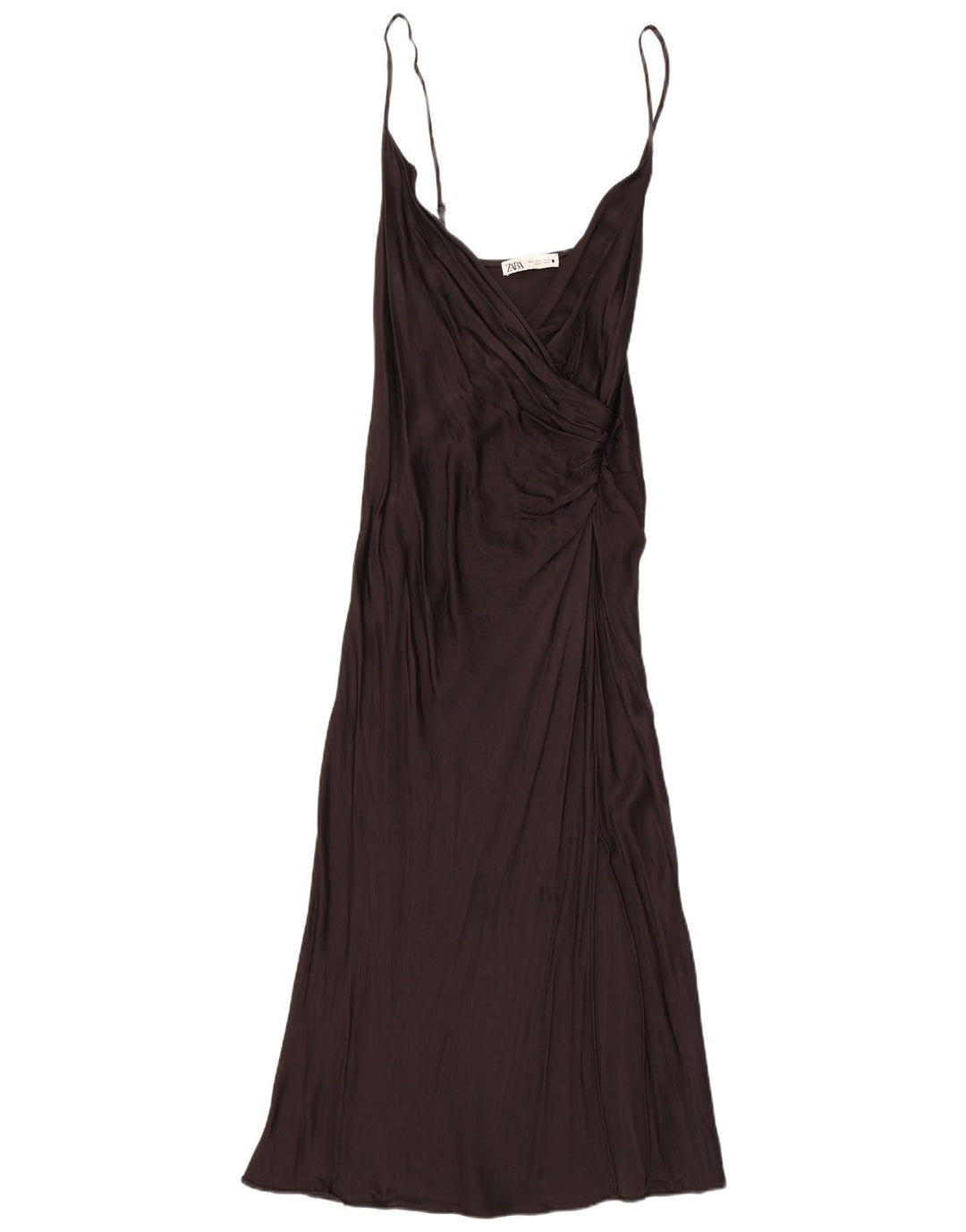 Zara Womens Slip Dress UK 16 Large Brown Viscose