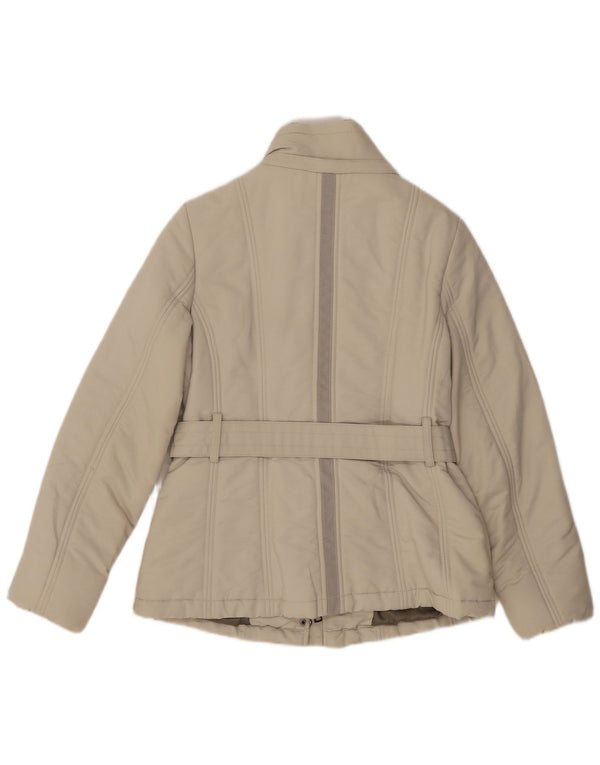 Zara Dame Polstret Jakke UK 12 Medium Beige Bomuld