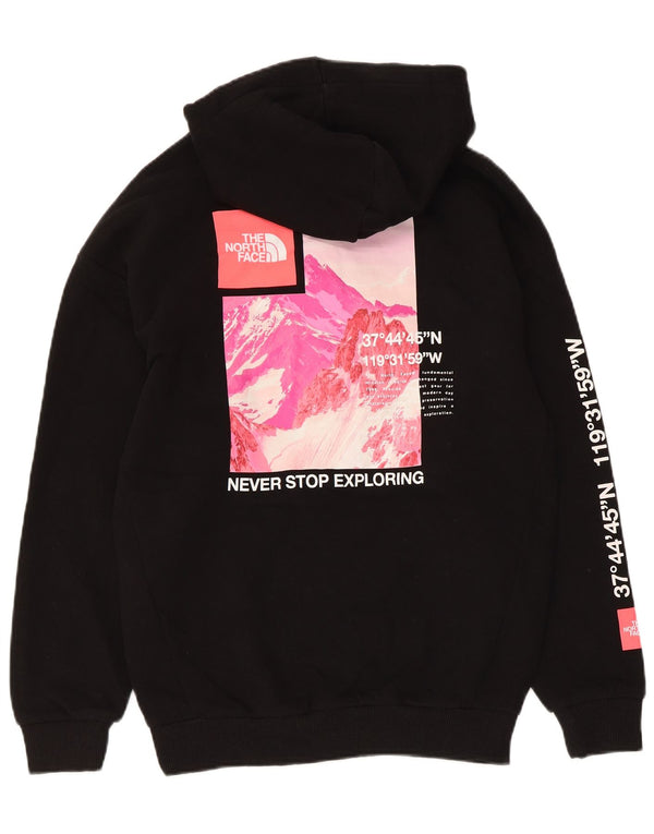 The North Face Graphic Hoodie Jumper UK 10 Small Black Bomuld