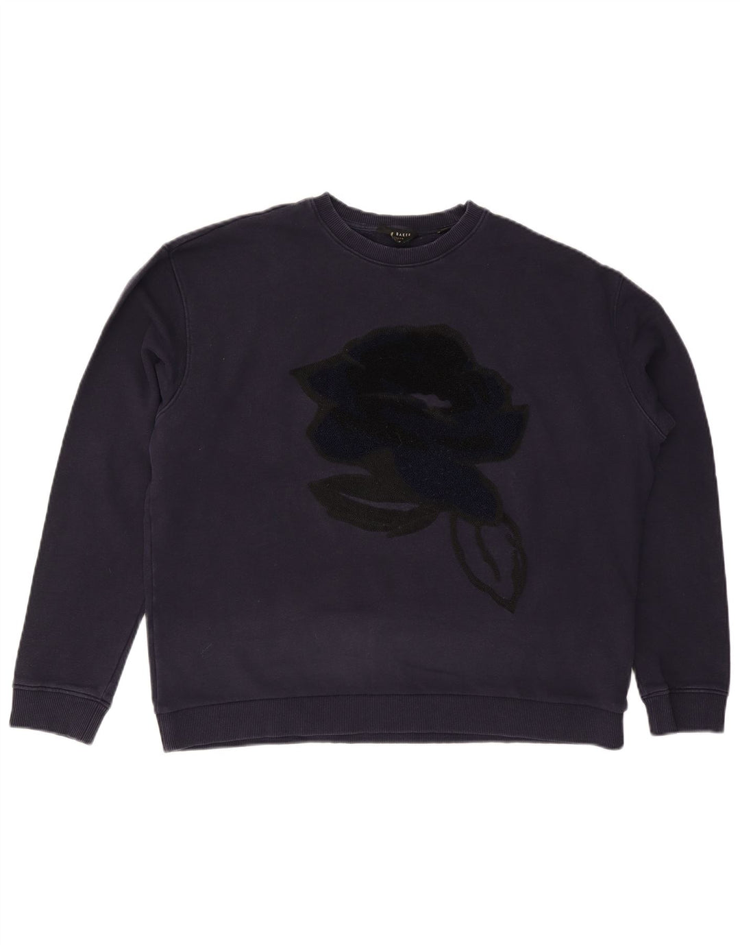 TED BAKER Dame sweatshirt i overstørrelse størrelse 4 Large Navy Blue Floral