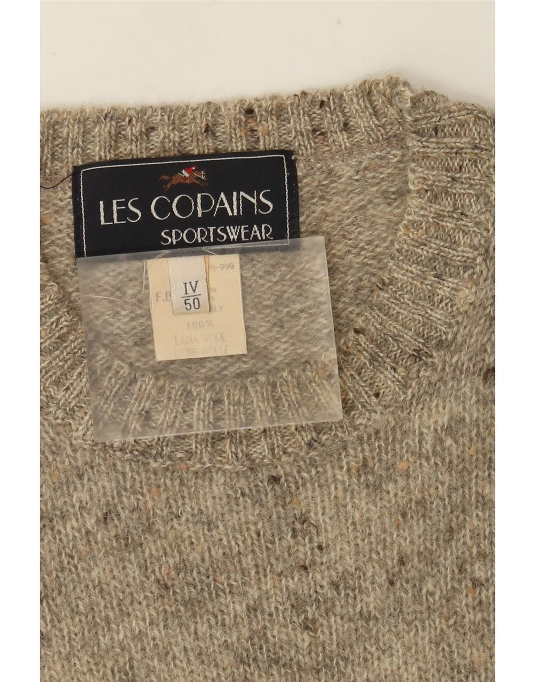 Les Copains Herre Crew Neck Jumper Sweater IT 50 Medium Grey Flecked Wool