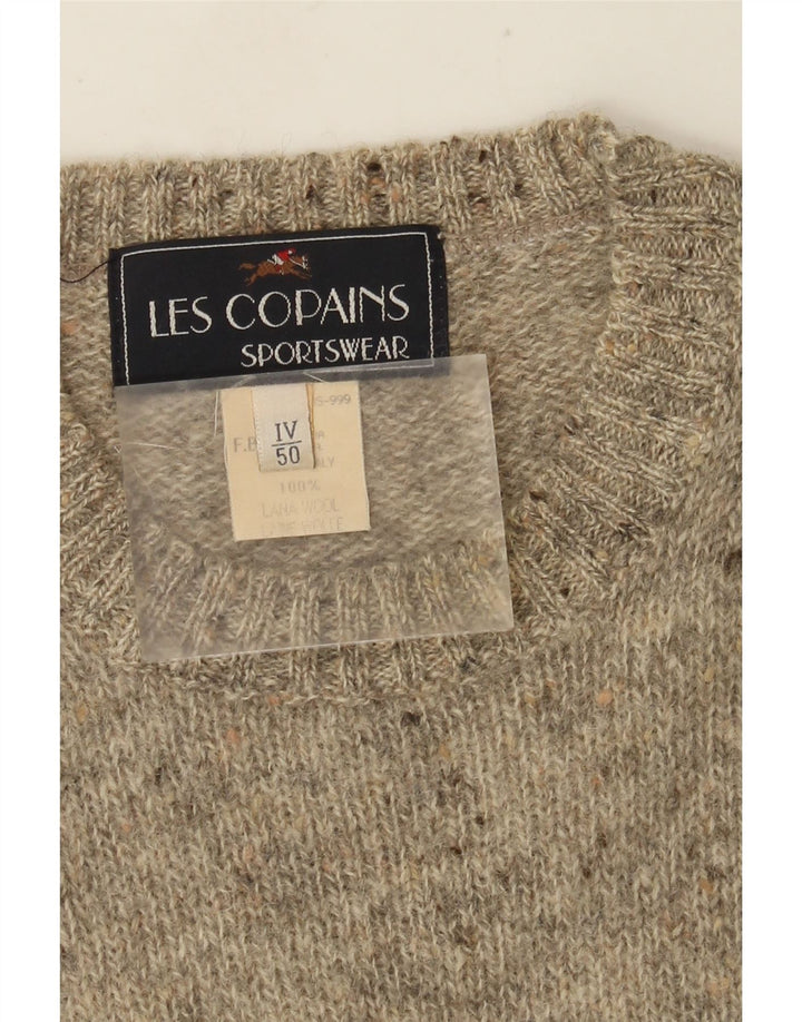 Les Copains Herre Crew Neck Jumper Sweater IT 50 Medium Grey Flecked Wool