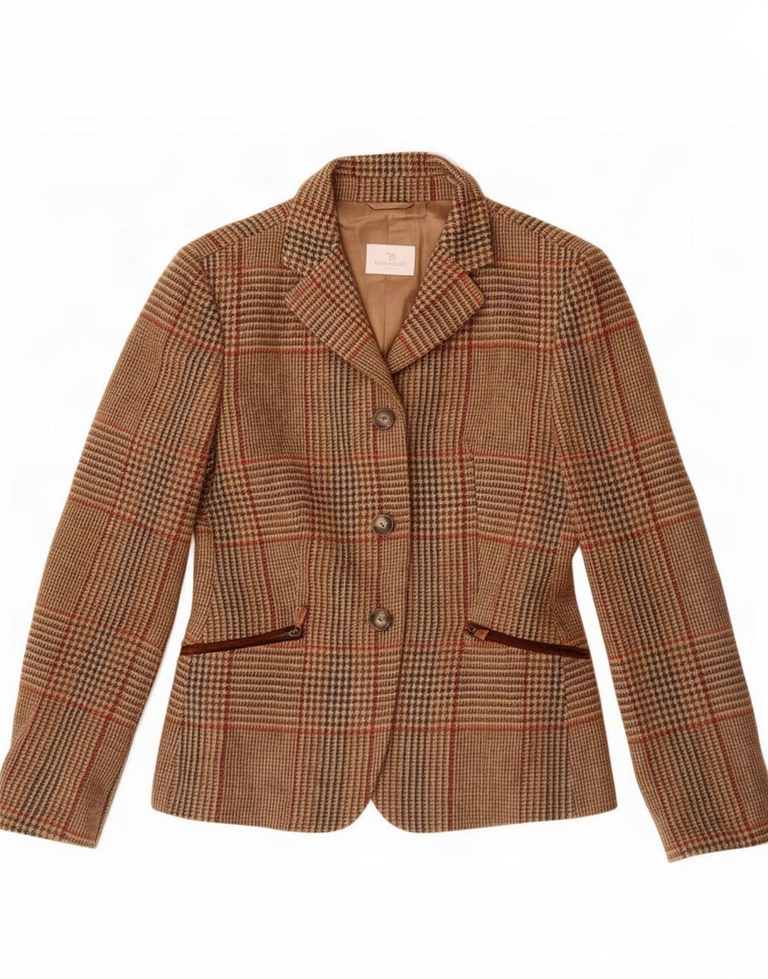 Norton Wilson Dame 3-knaps blazerjakke IT 44 Medium Brun Plaid