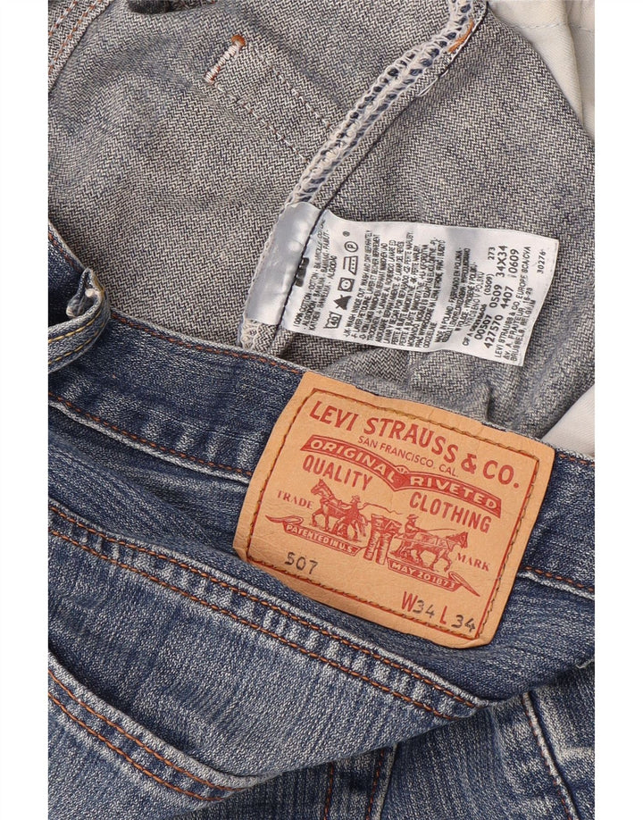 LEVI'S Herre 507 denimshorts W34 Stor blå bomuld