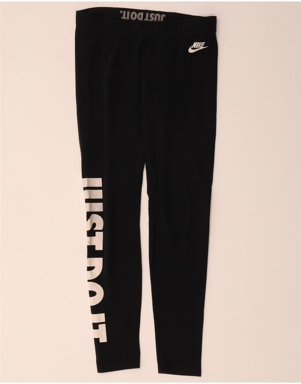 Nike Dame Grafiske Leggings UK 12 Medium Sort Bomuld