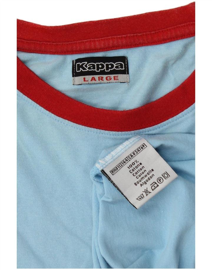 Kappa Herre T-Shirt Top Stor Blå Colourblock Bomuld