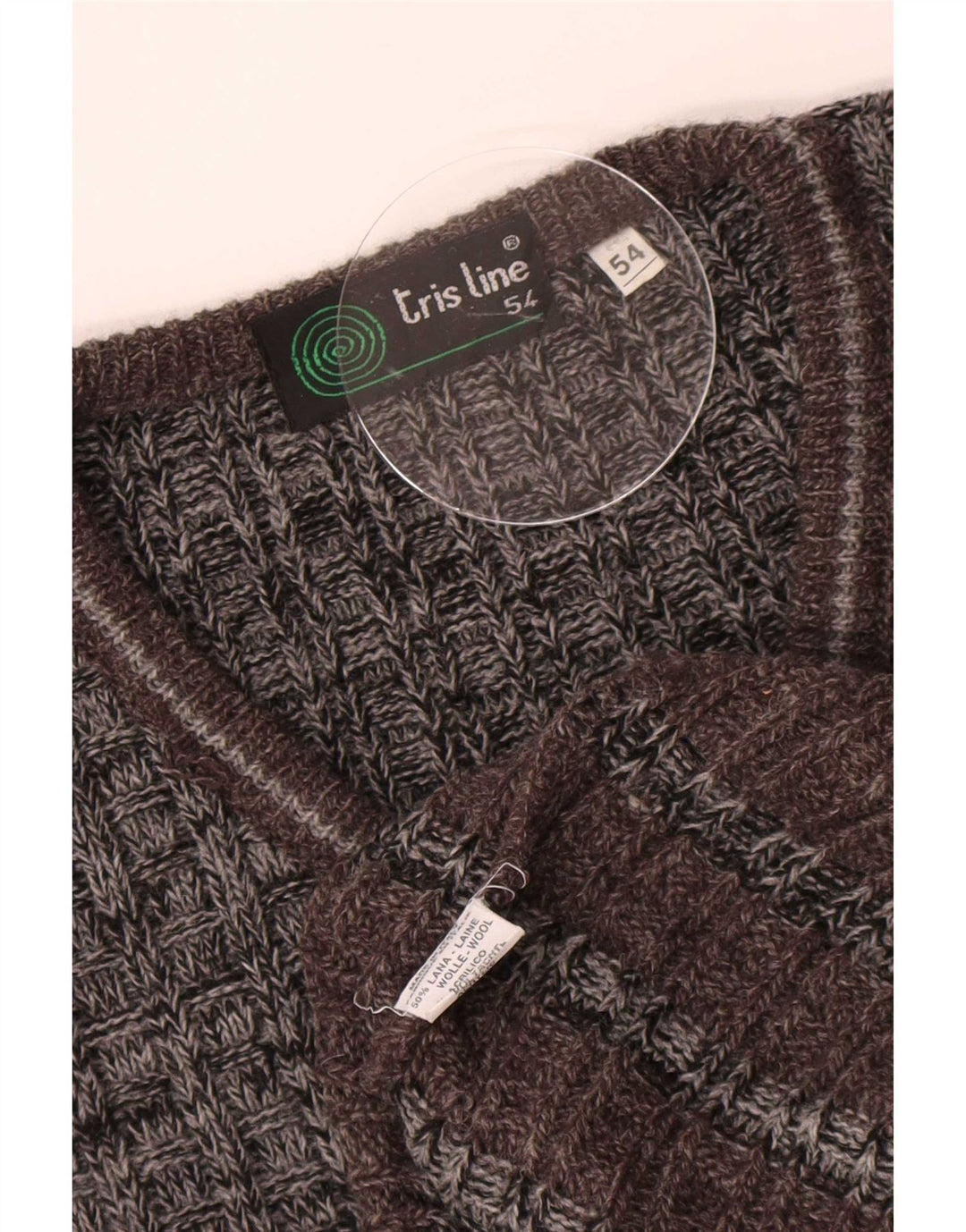 Tris Line Herre V-hals sweater IT 54 XL Grå Stribet Uld