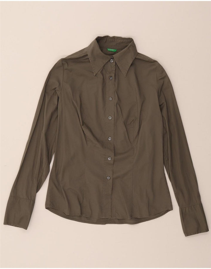 BENETTON Womens Shirt UK 14 Medium Grey Cotton Vintage Benetton and Second-Hand Benetton from Messina Hembry 