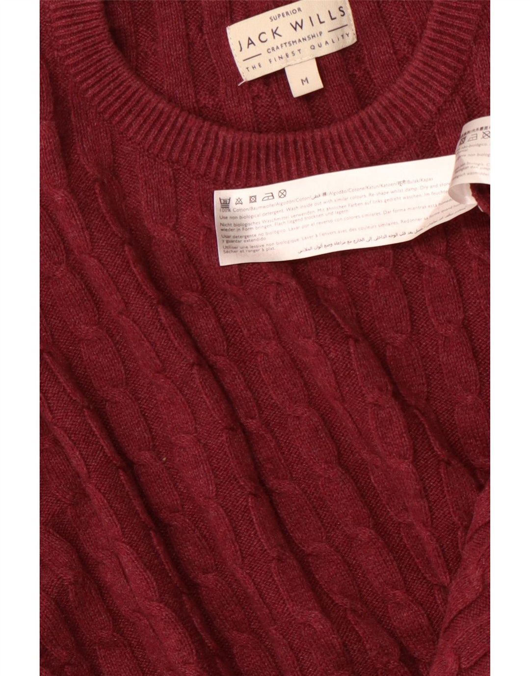 JACK WILLS Herre sweater med rund hals, medium rødbrun bomuld