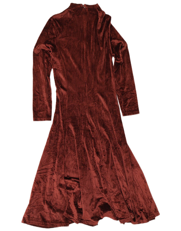 Sportmax Dame Velvet Langærmet Maxikjole UK 14 Large Burgundy Viscose