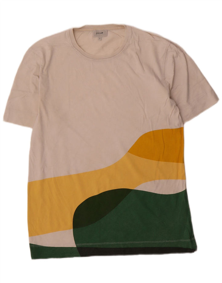Jigsaw Herre T-shirt Top Lille hvid Colourblock Bomuld