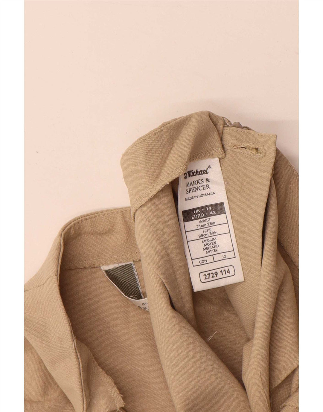 Marks & Spencer Dame Straight Cropped Trousers UK 14 Medium W30 L25 Beige