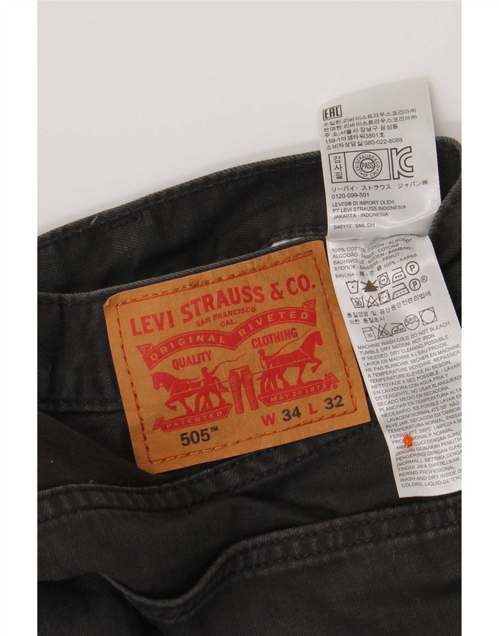 Levi's Herre 505 Straight Jeans W34 L32 Grå Bomuld