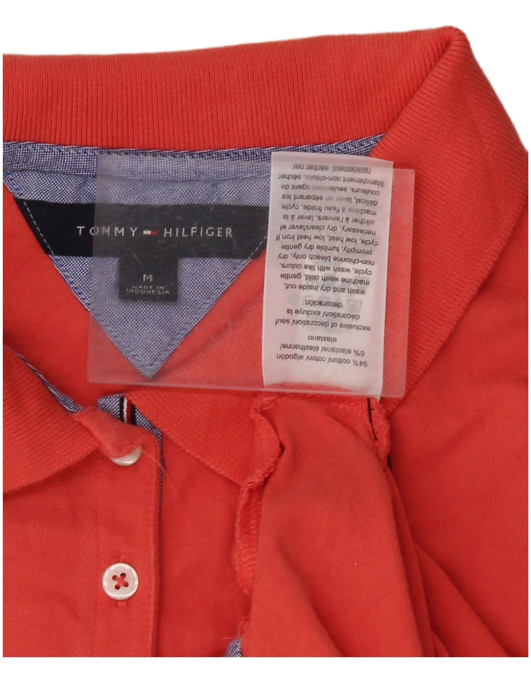 TOMMY HILFIGER Womens Polo Shirt UK 12 Medium Red Cotton