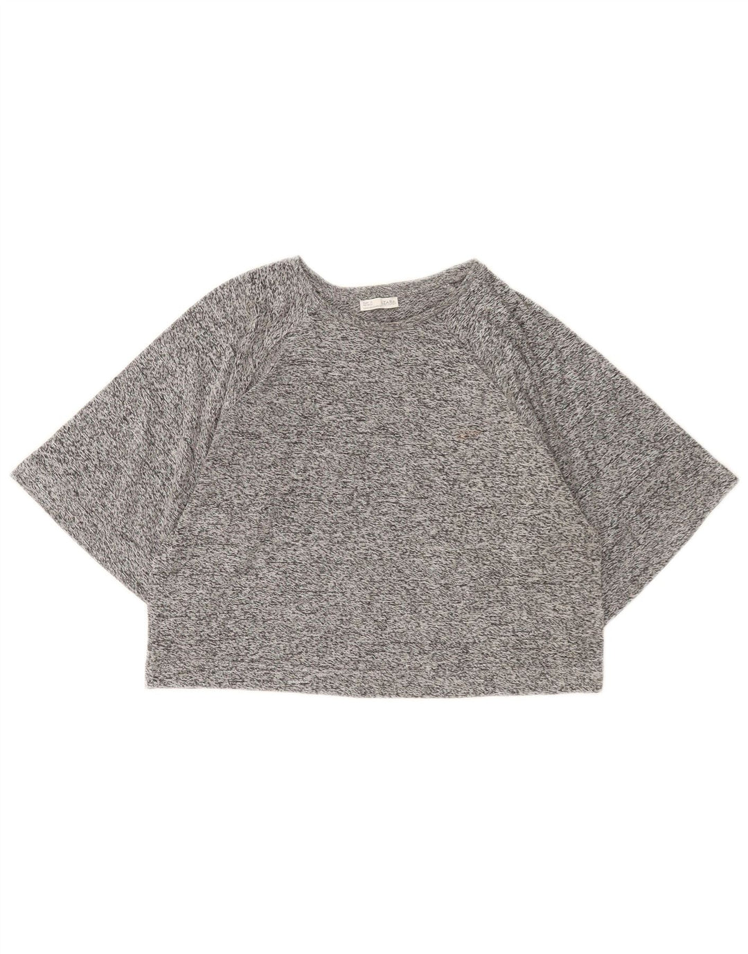 Zara Womens Crop T-Shirt Top UK 14 Medium Grey Flecked