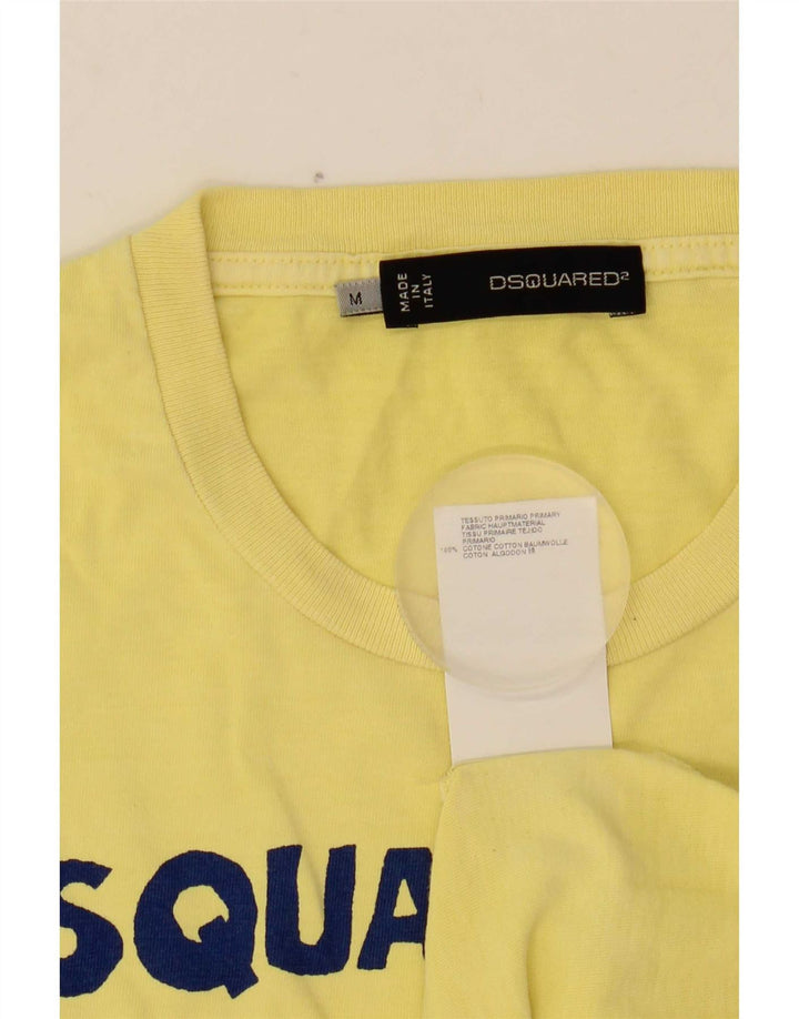 Dsquared2 Mens Graphic T-Shirt Top Medium Yellow Cotton