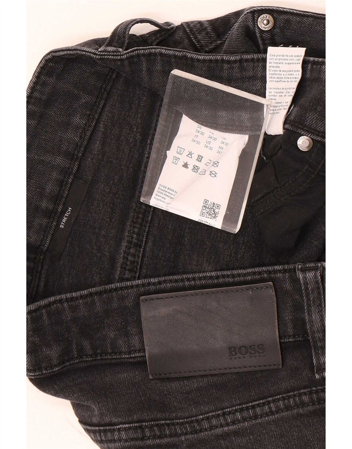Hugo Boss Herre Stretch Straight Jeans W34 L30 Grå Bomuld