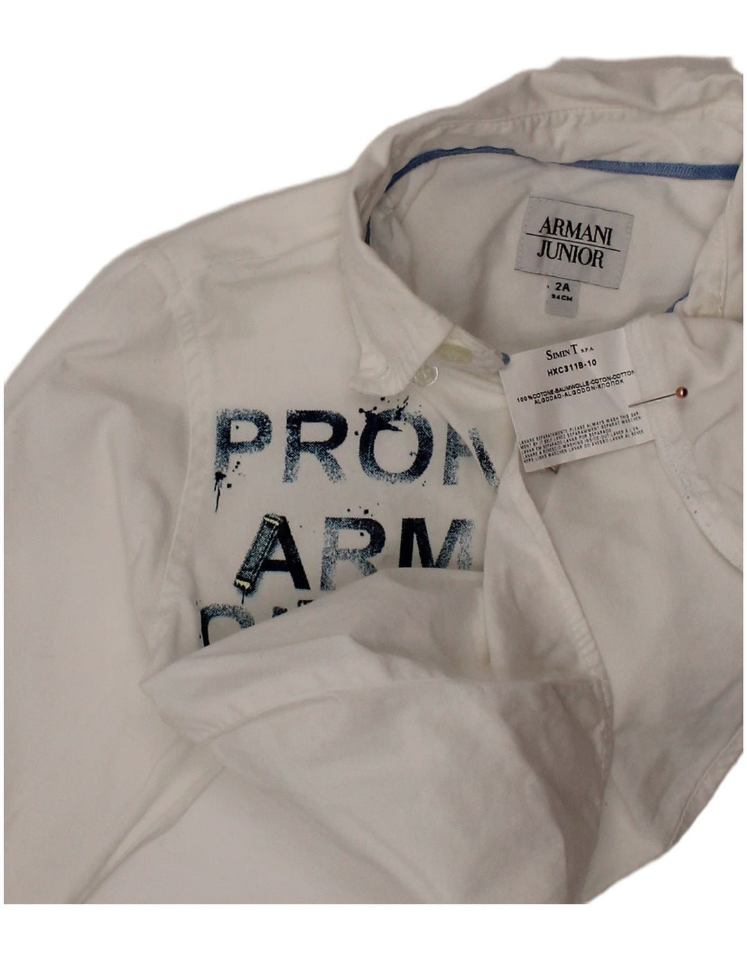 ARMANI JUNIOR Baby drenge grafisk skjorte 18-24 måneder hvid bomuld